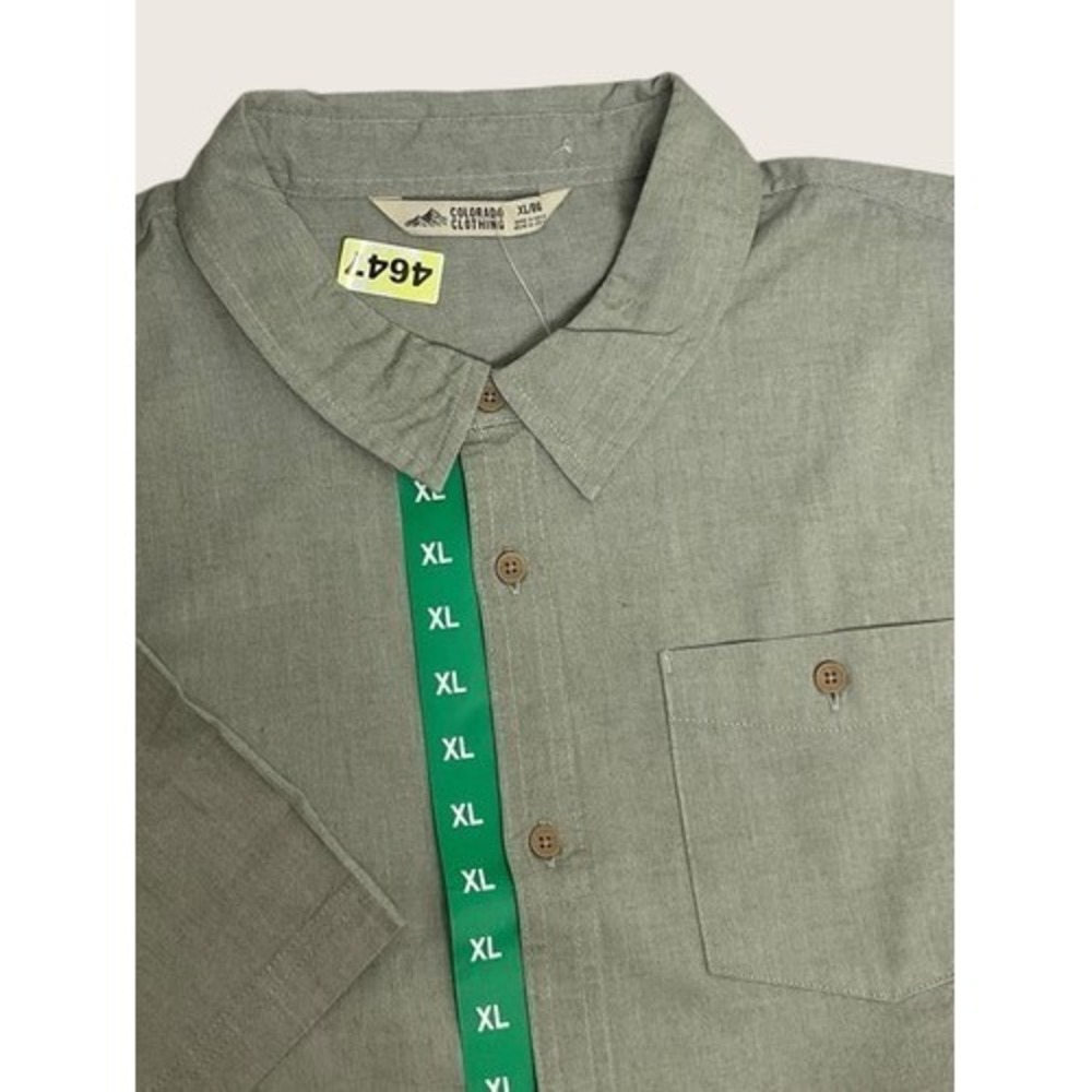 NWT Colorado Clothing Sage Green Short Sleeve Button Up Shirt Men XL Kenya
